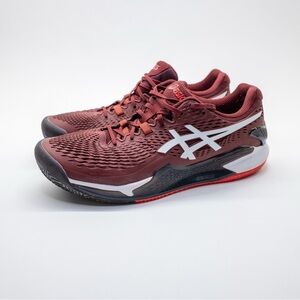 ASICS Men's Gel-Resolution 9 Clay Tennis Shoes, 10.5, Antique RED/White